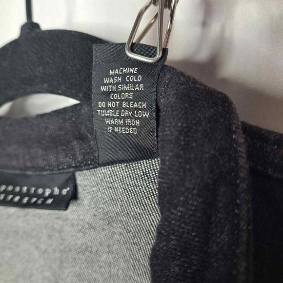 Apostrophe Jean Jacket Womens 14 Black Stretch Moto Denim Zip Up Biker Coat Cool - Picture 11 of 11